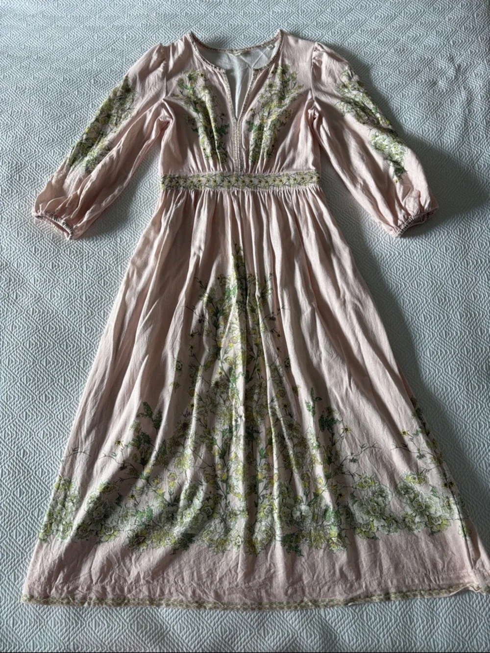 Blush Pink Floral Max Studio Maxi Linen Blend Dress - Picture 2 of 10